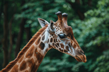 Close-up wildlife shot of giraffes in South African greenery