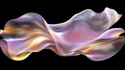 Abstract 3D Flowing Liquid-Like Wave Textures in Lavender, Peach, and Golden Yellow Gradient