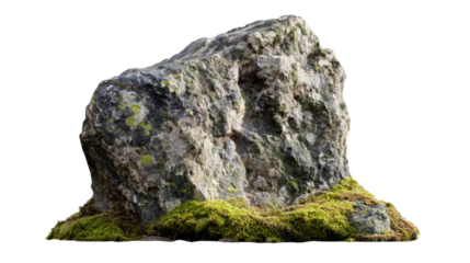 Tall rock with moss transparent background