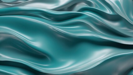 Obraz premium Glossy teal wave pattern with reflective textures