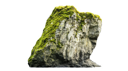 Tall rock with moss transparent background