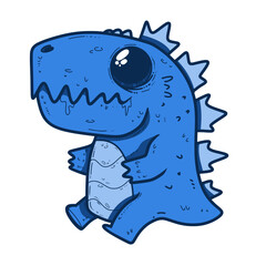cute blue dinosaur cartoon