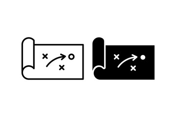 
icon  game planning shown in  line and glyp styles, suitable for strategic business or sports concepts in presentations.isolated background white.

