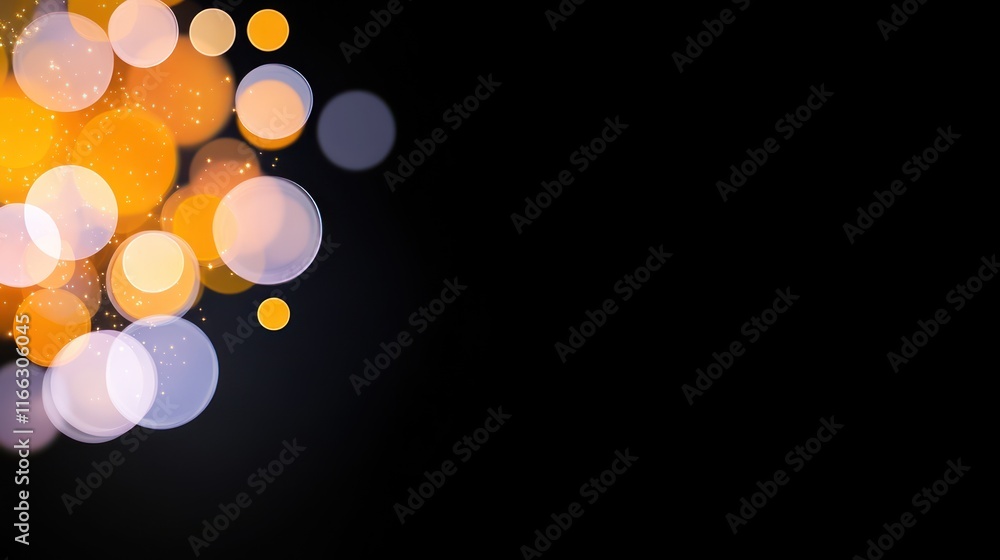 Poster abstract bokeh lights on a dark background for design use.
