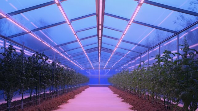 Modern Automated Greenhouse Regulating Light Conditions