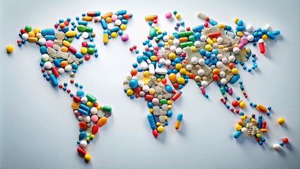 Fototapeta premium Global Pharmaceutical Distribution A Visual Representation of Worldwide Medication