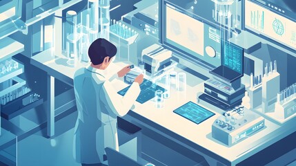 Scientist Working in a Modern High Tech Laboratory
