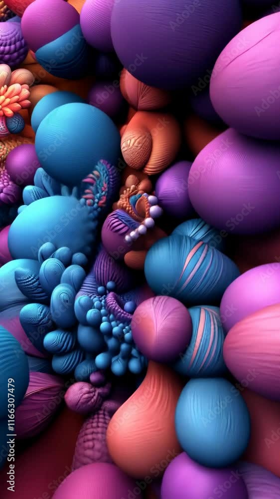 Poster vibrant abstract forms in a colorful arrangement showcasing intricate textures and patterns