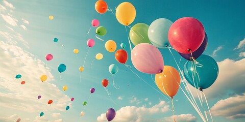 Colorful Balloons Floating in the Sky for a Fun Celebration
