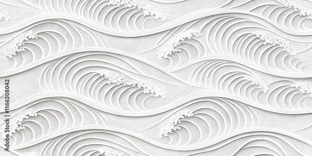 Poster wavy abstract seamless pattern with curves and lines