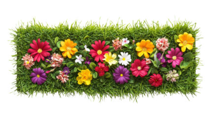 Green flower bed template top view transparent background