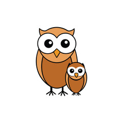 Little Owl with Chick Adorable Wildlife Illustrations for Creative Designs