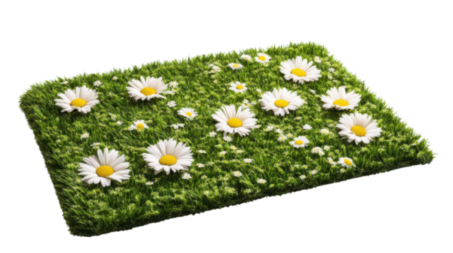 Green flower bed template top view transparent background