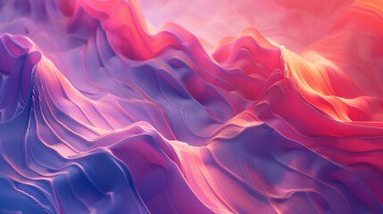 Obraz premium Abstract 3D Colorful Landscape Illustration with Flowing Waves and Vivid Gradients