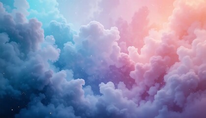 Dreamy Pastel Cloudscape: Magical Sky Background - Generative AI