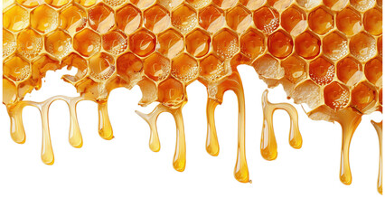 A honeycomb with honey dripping from it