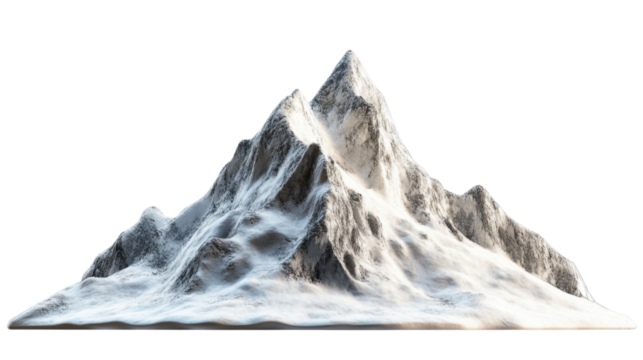 Mountain range covered with snow transparent background