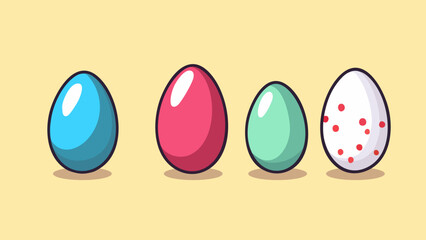 Colorful Patterned Eggs on Light Yellow Background