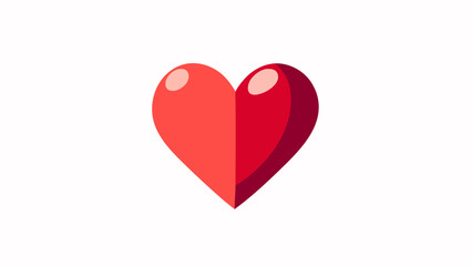 3D Stylized Heart with Red and Dark Red Halves