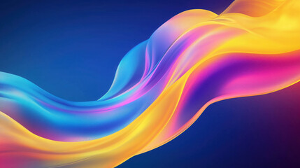 Fototapeta premium Abstract 3D Flowing Liquid-Like Wave Textures in Yellow, Blue, and Purple Gradient