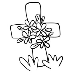 Cross Easter day kids coloring page