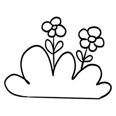 Flowers bush cartoon for Easter day kids coloring page