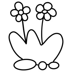 Flower grass bush cartoon for Easter day kids coloring page