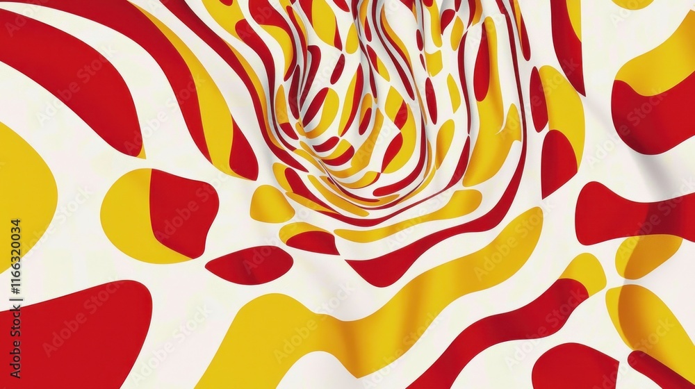 Poster abstract red and yellow swirl: a psychedelic vortex of color and design