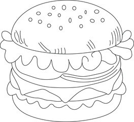 Burger Food Coloring Page For Kids