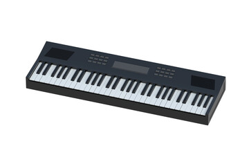 Synthesizer isolated on white background. Keyboard musical instrument. Digital audio equipment. 3d render