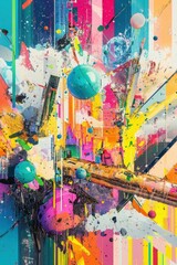 Fototapeta premium A vibrant explosion of colors and shapes, evoking creativity and energy.