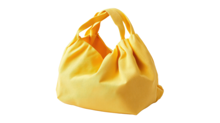 Yellow cotton eco bag transparent background