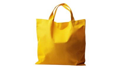 Yellow cotton eco bag transparent background