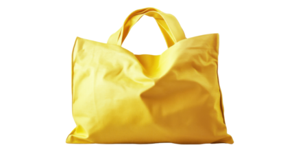 Yellow cotton eco bag transparent background