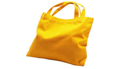 Yellow cotton eco bag transparent background