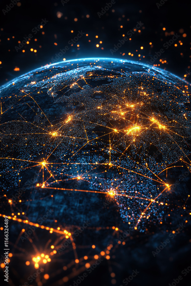 Poster this stunning image showcases the intricate web of global connectivity, highlighting the shimmering 