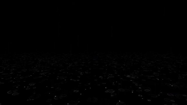 Rain Drops and Ripples on Black Background