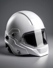 Fototapeta premium Modern White Protective Helmet with Visor