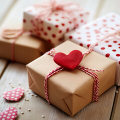 Gift box heart shaped present 