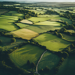 Green grass landscape from aerial