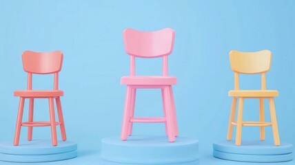 Happy Birthday Concept, A fun birthday party musical chairs game in low-resolution format.