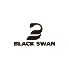 letter b black animal swan shape simple logo vector