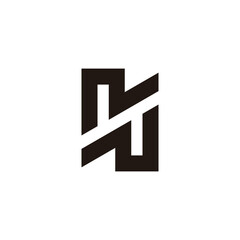 letters nu simple geometric line monogram logo vector