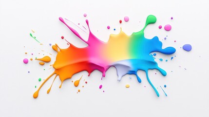 Colorful paint splash with gradient hues on a white background.