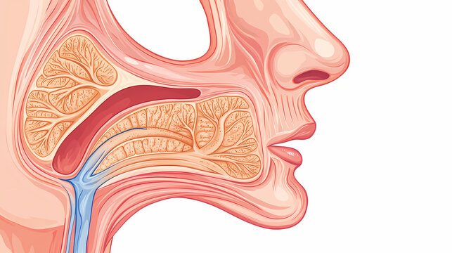 Nasal sinuses anatomy medical vector illustration. nose anatomy paranasal sinuses. Etherwood. Illustration