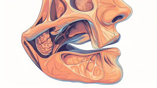 Nasal sinuses anatomy medical vector illustration. nose anatomy paranasal sinuses. Etherwood. Illustration