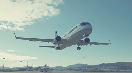 Airport Terminal with Shuttle Parking and Passengers