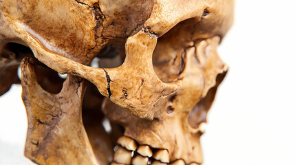 Fototapeta premium Human skull close-up, realistic 3d model. Etherwood. Illustration