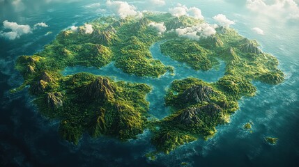 Fototapeta premium Lush Tropical Archipelago: An Aerial View of Island Paradise