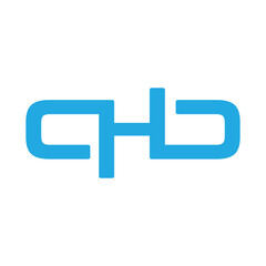 Fototapeta premium The image shows a flat monogram logo design of an initial letter CHD in blue color that looks clean and bold on a white background